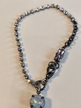 Crystal Drop TASSLE Bracelet - PURPLE and CLEAR ■ 7 3/4" L